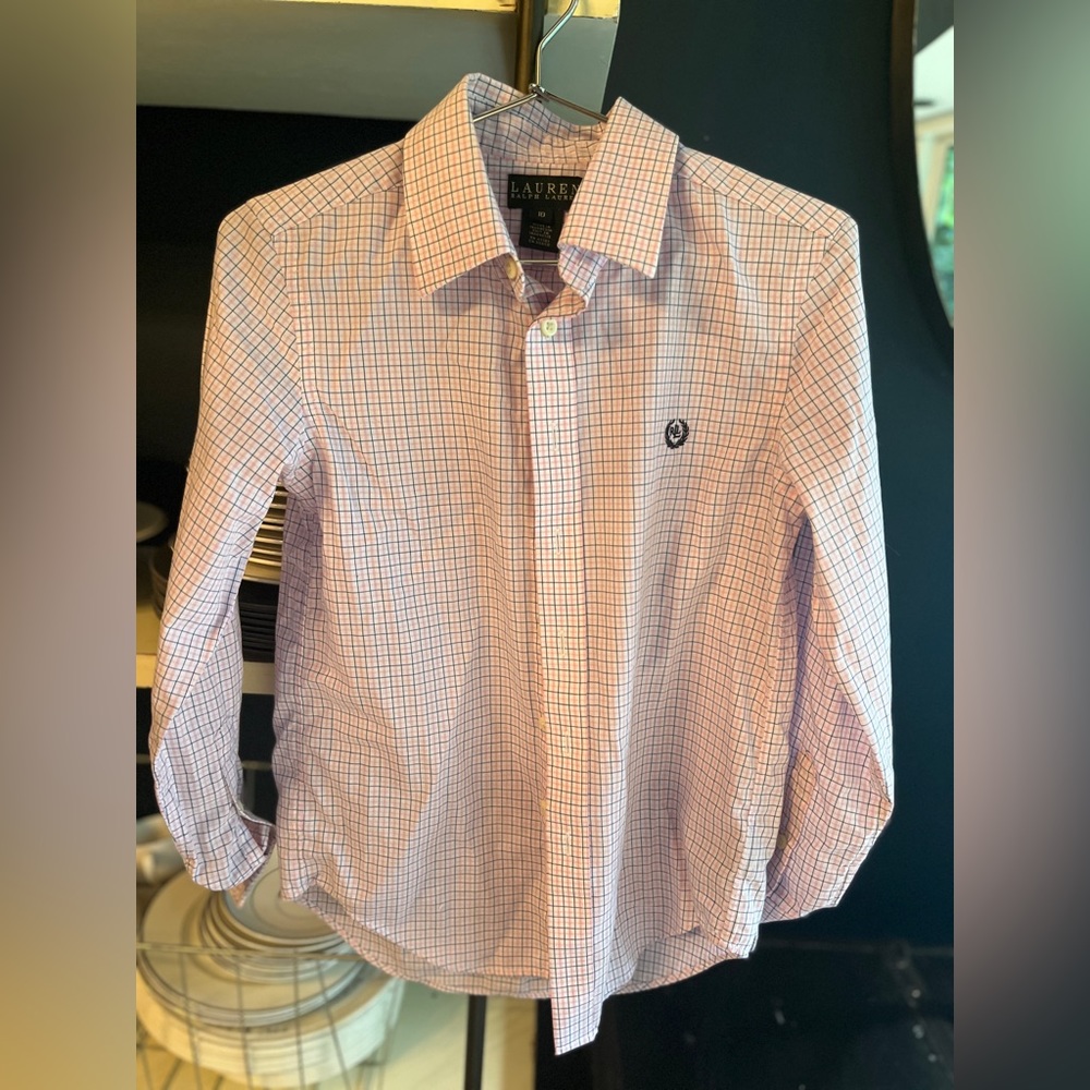 Ralph Lauren pink checkered dress shirt sz 10